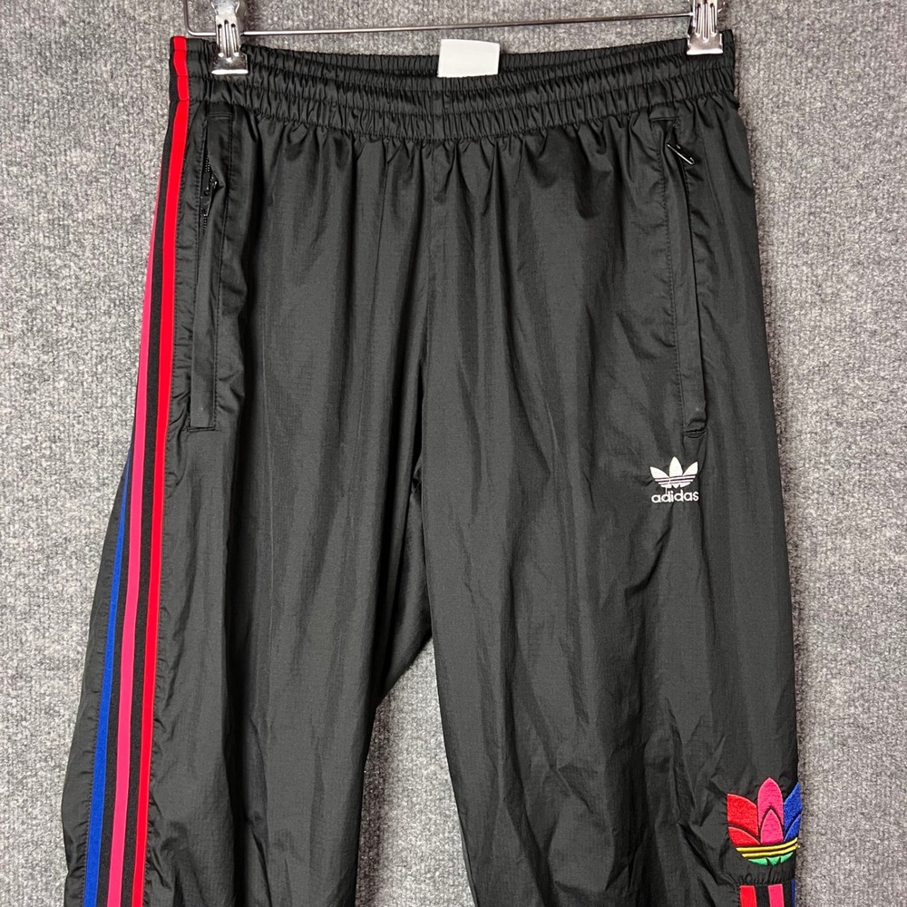 Adidas Track Pants Mens Medium Black 3D Trefoil Nylon Joggers - Picture 3 of 10
